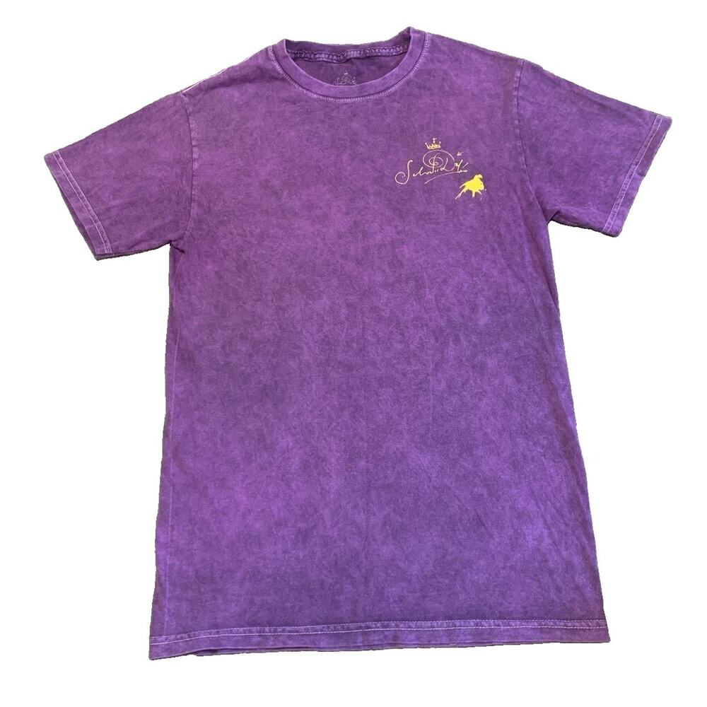 Salvador Dali Dali Universe Unicorn Sculpture T-Shirt Purple Acid Wash Small